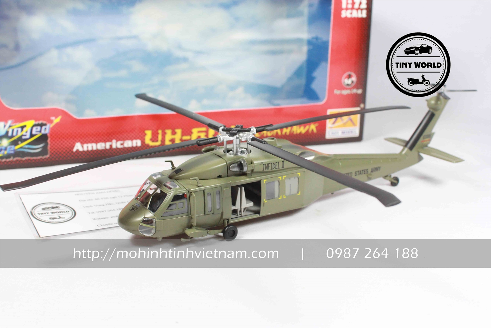 MÔ HÌNH MÁY BAY TRỰC THĂNG UH-60A BLACK HAWK (XANH) 1:72 EASY MODEL