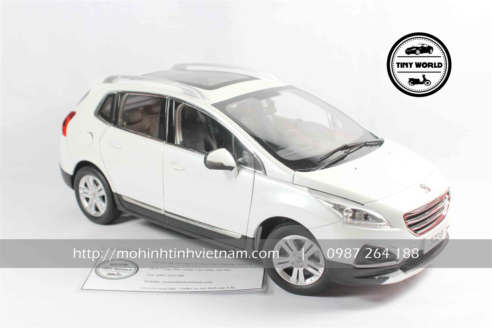 MÔ HÌNH Ô TÔ PEUGEOT 3008 2014 (TRẮNG) 1:18 DEALER