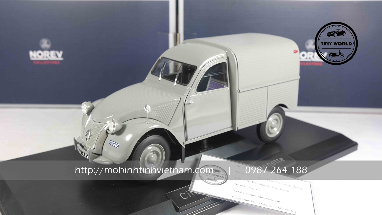 MÔ HÌNH Ô TÔ CITROEN 2CV FOURGONNETTE 1957 (XÁM) 1:18 NOREV
