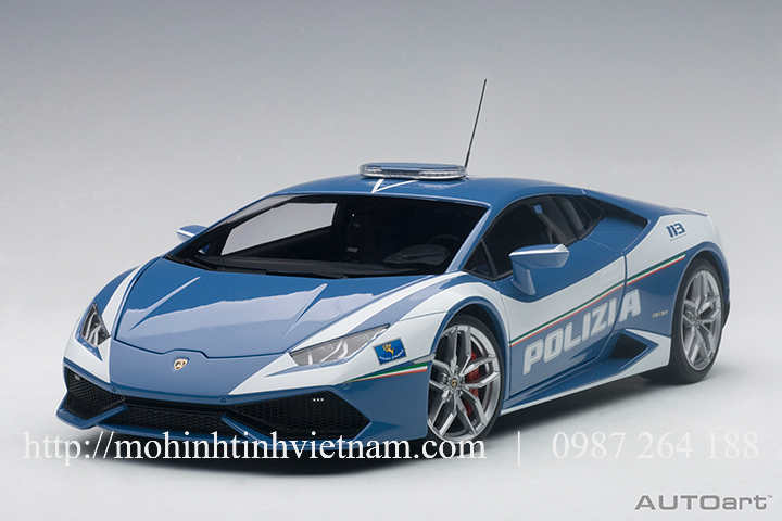 MÔ HÌNH Ô TÔ LAMBORGHINI HURACAN LP610-4 POLICE (XANH) 1:18 AUTOART