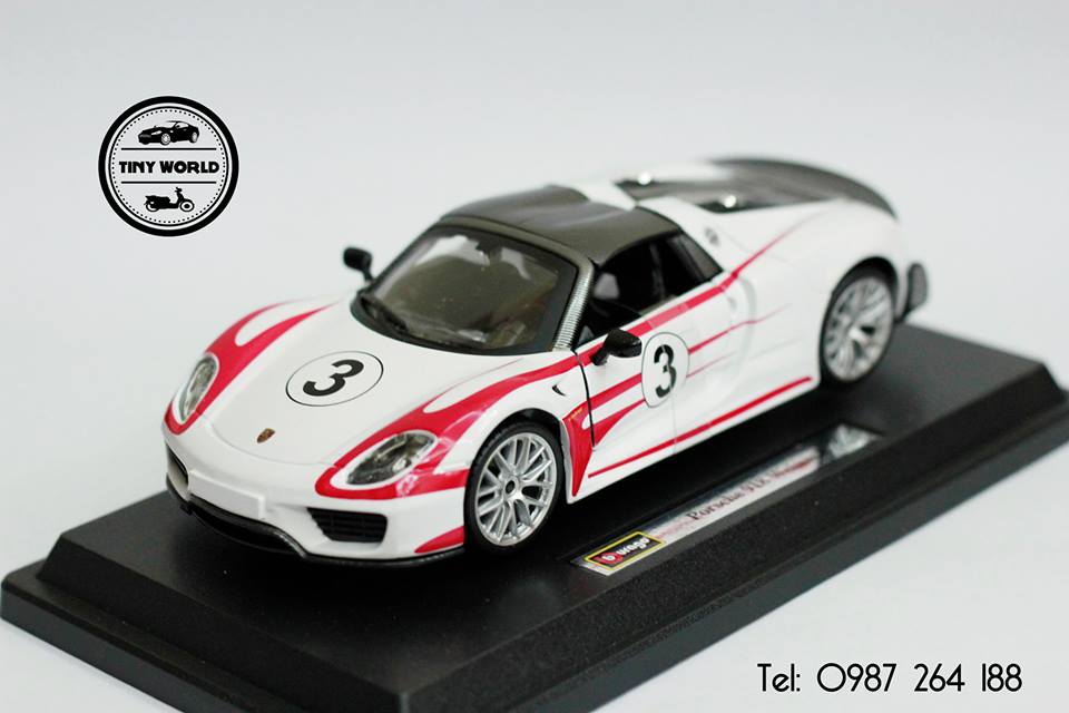 MÔ HÌNH Ô TÔ PORSCHE 918 WEISSACH (TRẮNG) 1:24 BBURAGO