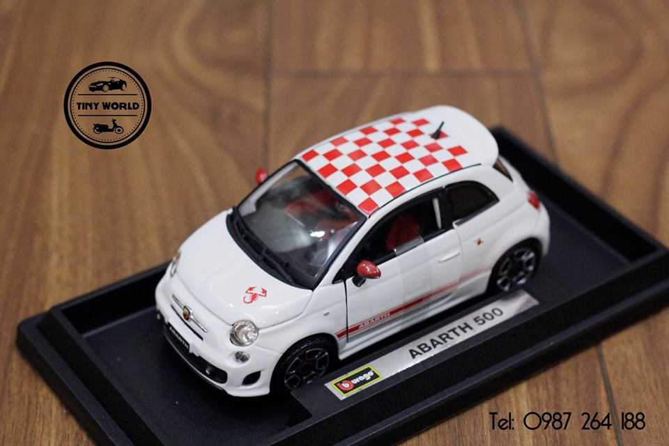 MÔ HÌNH Ô TÔ FIAT ABARTH 500 (TRẮNG) 1:24 BBURAGO