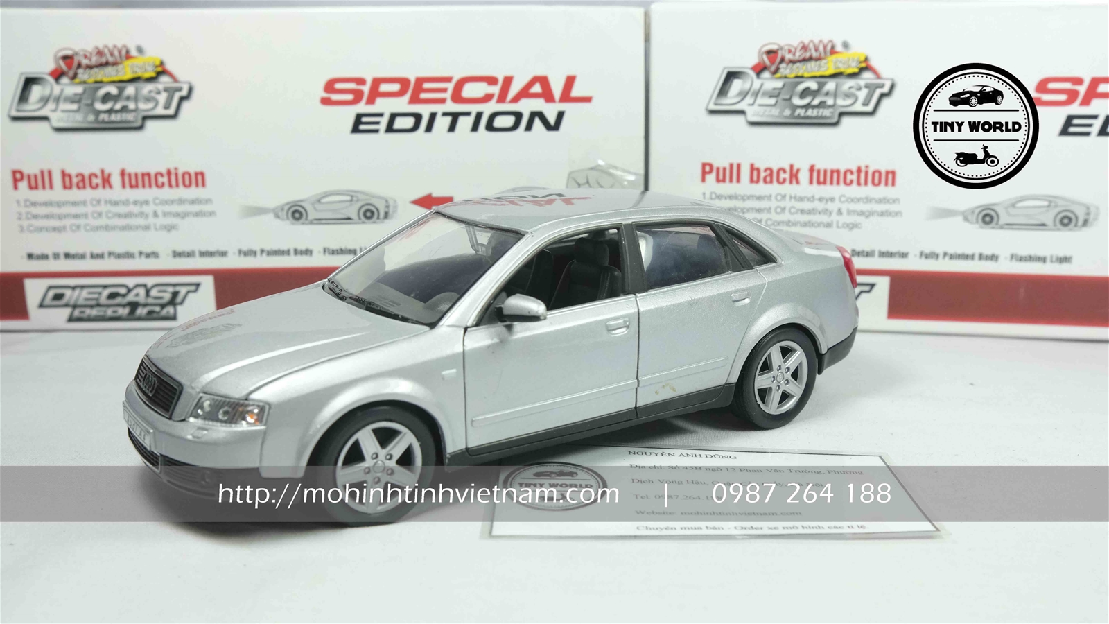 MÔ HÌNH Ô TÔ AUDI A4 2001 (BẠC) 1:24 WELLY