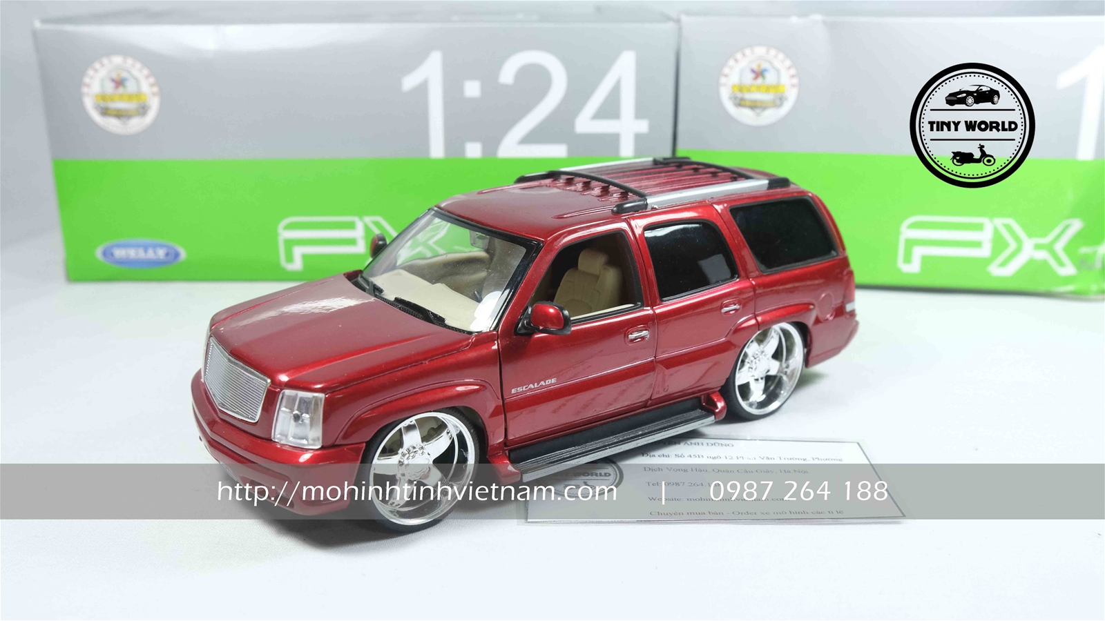MÔ HÌNH Ô TÔ CADILLAC ESCALADE 2002 (ĐỎ) 1:24 WELLY