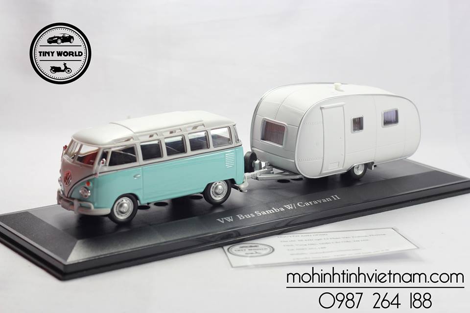 MÔ HÌNH Ô TÔ VOLKSWAGEN BUS SAMBA W CARNIVA II (XANH) 1:43 CARARAMA