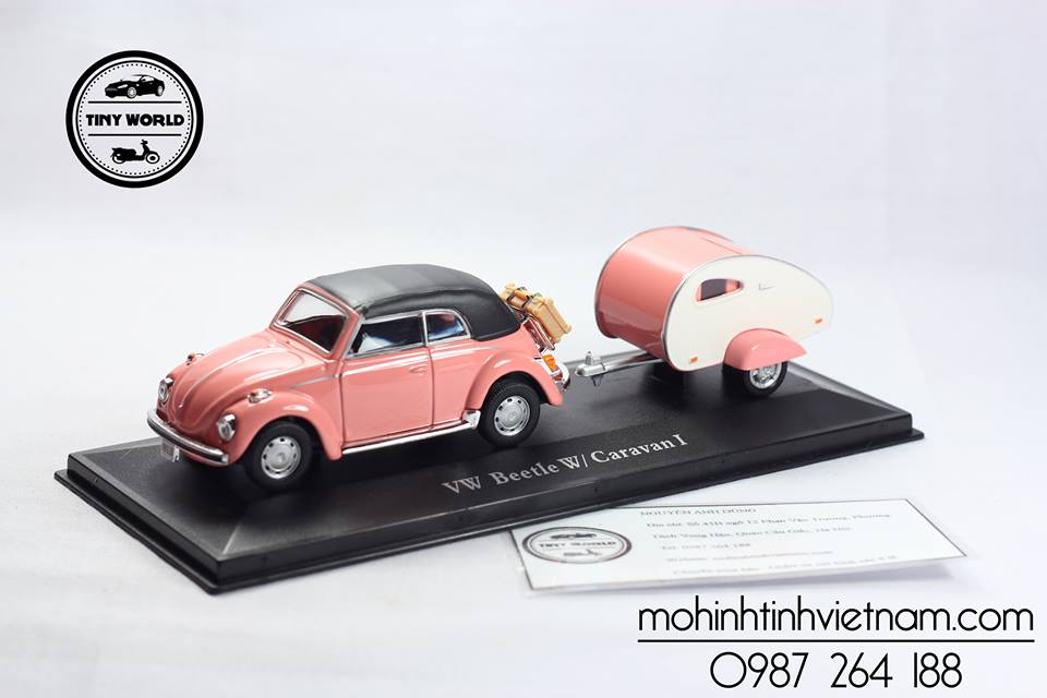MÔ HÌNH Ô TÔ VOLKSWAGEN BEETLE W CARAVAN I (HỒNG) 1:43 CARARAMA