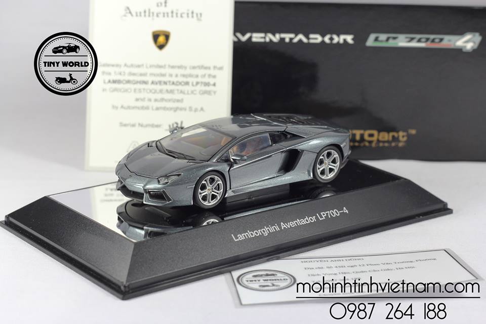 MÔ HÌNH Ô TÔ LAMBORGHINI AVENTADOR LP700-4 (XÁM) 1:43 AUTOART
