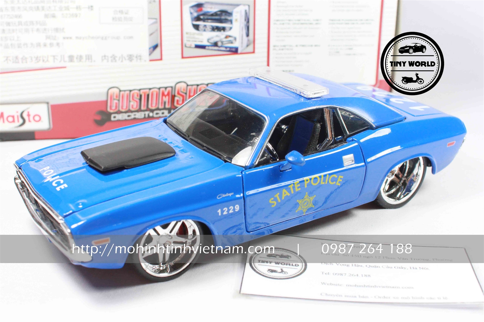 MÔ HÌNH Ô TÔ DODGE CHALLENGER RT COUPE 1970 (XANH) 1:24 MAISTO