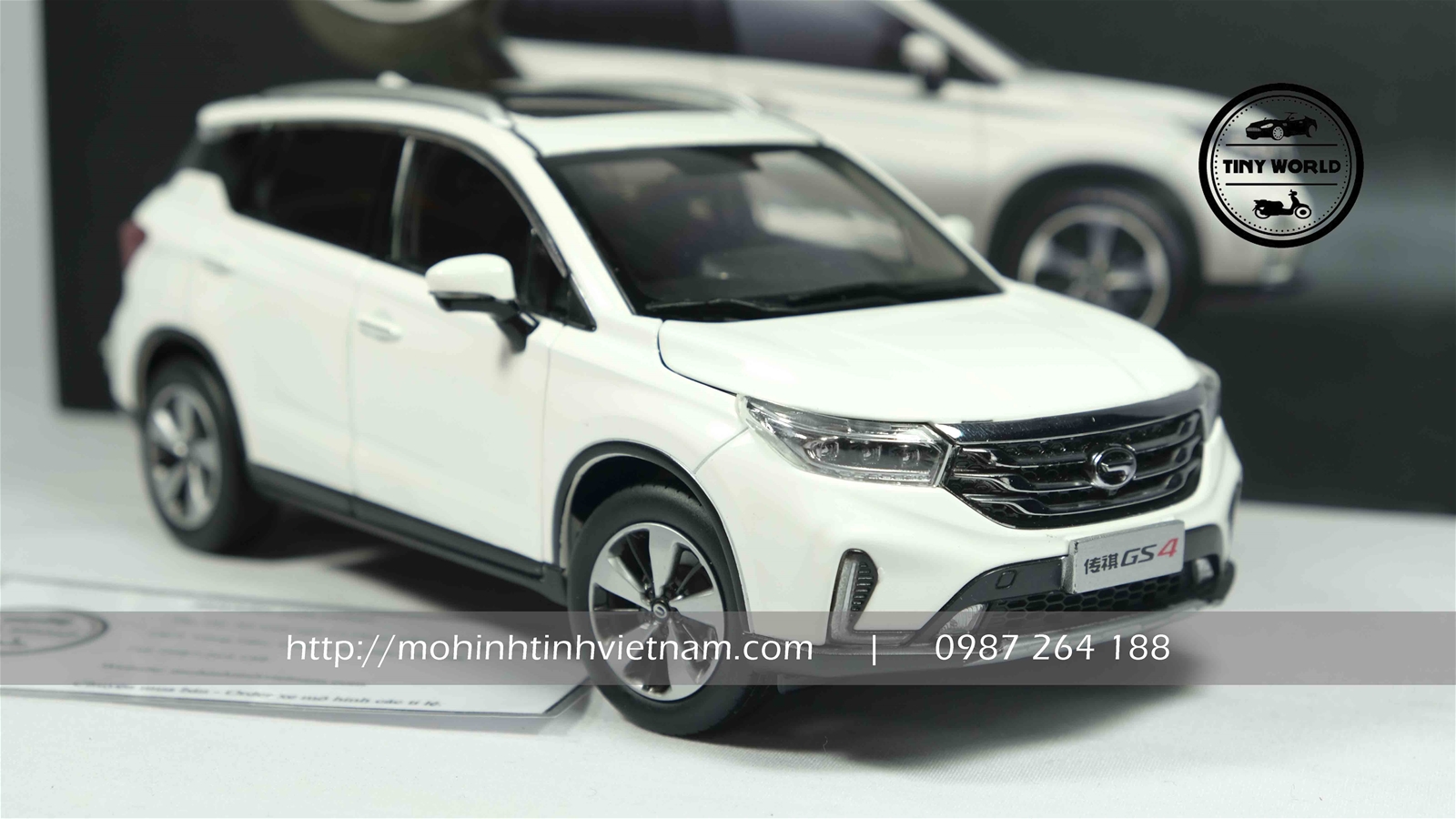 MÔ HÌNH Ô TÔ TRUMPCHI GS4 2019 (TRẮNG) 1:24 DEALER