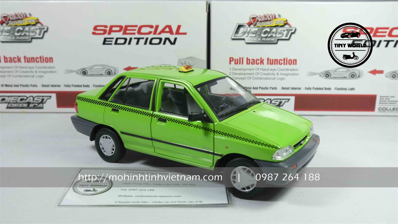 MÔ HÌNH Ô TÔ KIA PRIDE 1987 (XANH) 1:24 WELLY