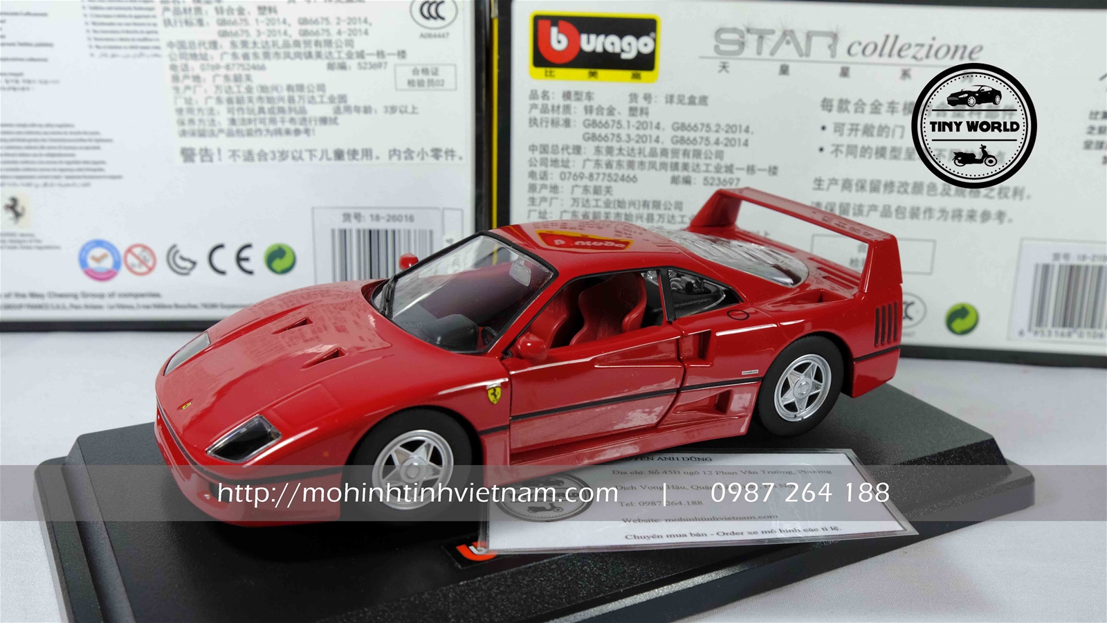 MÔ HÌNH Ô TÔ FERRARI F40 (ĐỎ) 1:24 BBURAGO