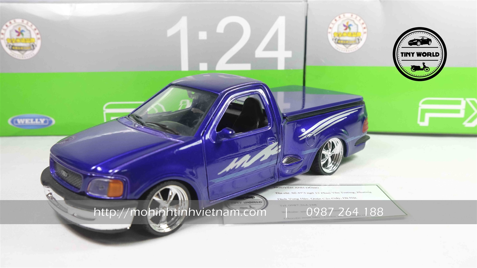 MÔ HÌNH Ô TÔ FORD F-150 1998 (XANH) 1:24 WELLY
