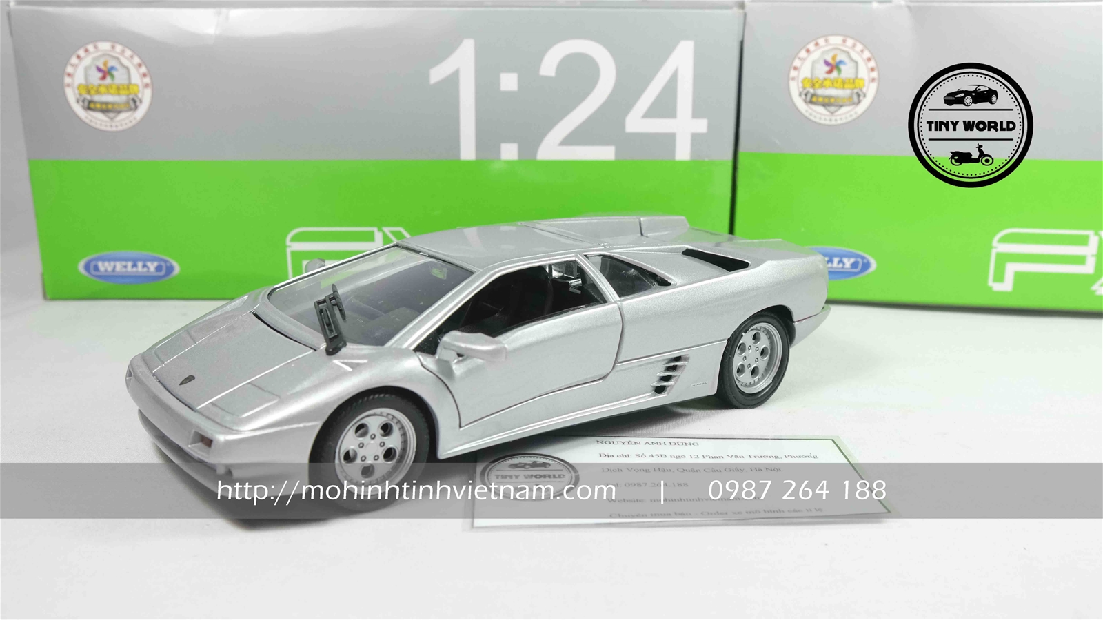 MÔ HÌNH Ô TÔ LAMBORGHINI DIABLO (BẠC) 1:24 WELLY
