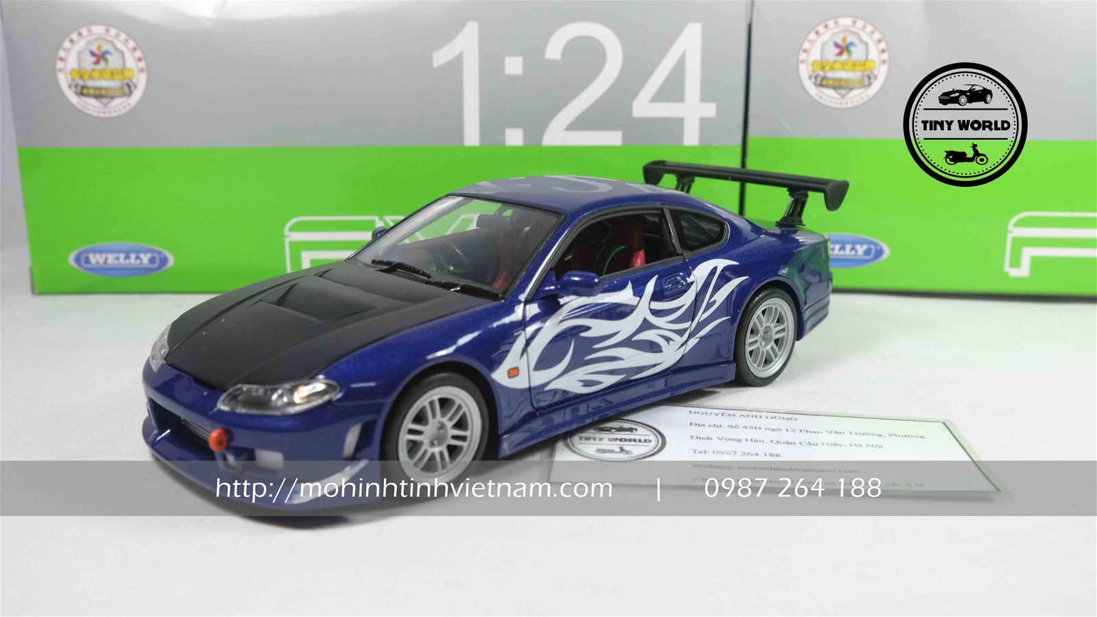 MÔ HÌNH Ô TÔ NISSAN S-15 (XANH) 1:24 WELLY