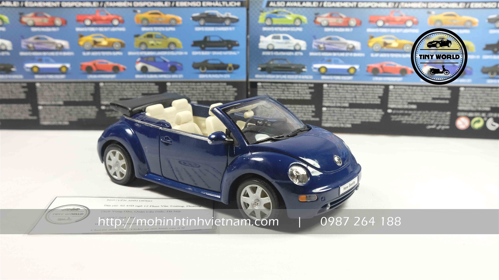 MÔ HÌNH Ô TÔ VOLKSWAGEN NEW BEETLE CONVERTIBLE (XANH) 1:24 WELLY