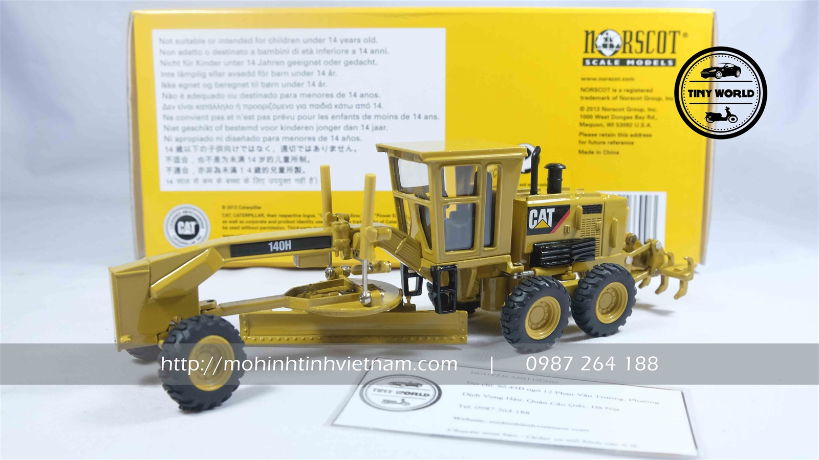 MÔ HÌNH XE CÔNG TRÌNH CATERPILLAR 140H (VÀNG) 1:50 NORSCOT