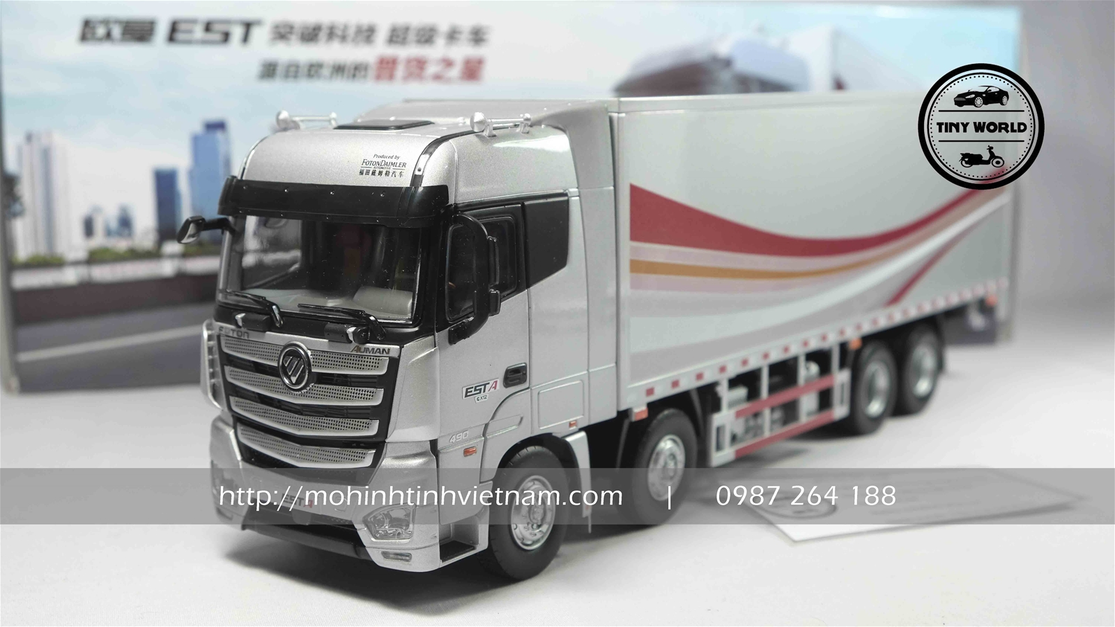 MÔ HÌNH ĐẦU KÉO FOTON AUMAN EST-A 8X4 (BẠC) 1:36 DEALER