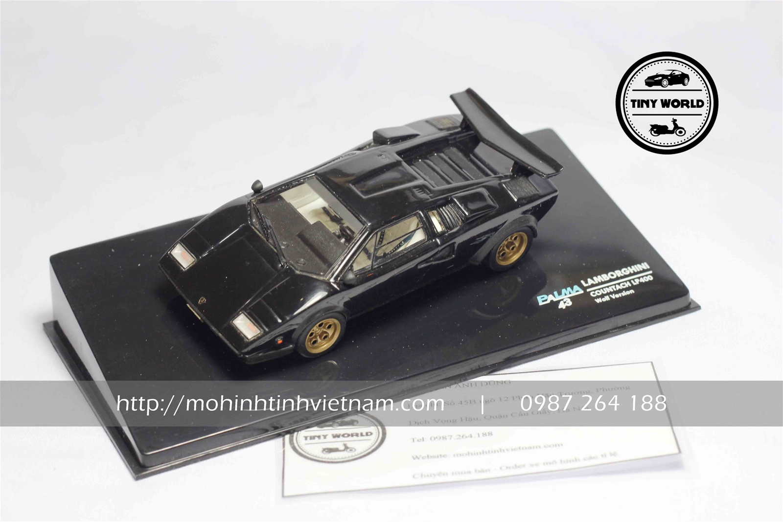 MÔ HÌNH Ô TÔ LAMBORGHINI COUNTACH LP400 (ĐEN) 1:43 PALMA
