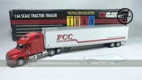 MÔ HÌNH CONTAINER KENWORTH FREIGHTLINER FCC (ĐỎ) 1:64 DCP