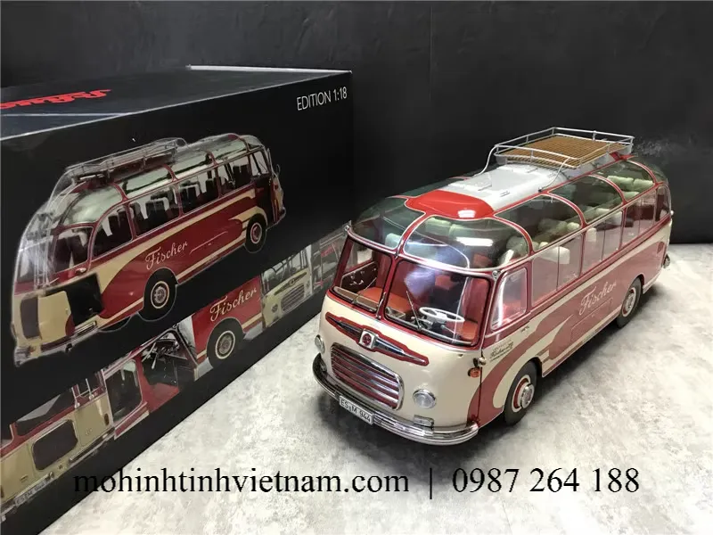 MÔ HÌNH Ô TÔ MERCEDES-BENZ SETRA S6 FISCHER (ĐỎ) 1:18 SCHUCO