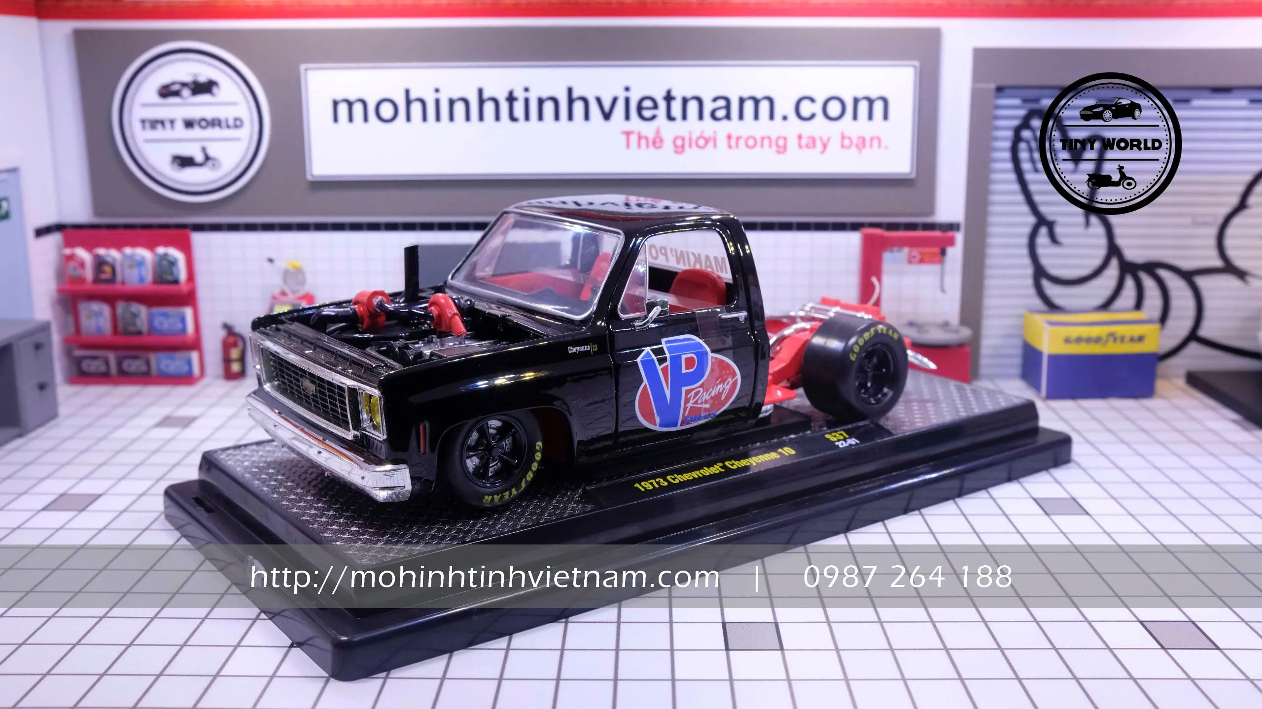 MÔ HÌNH Ô TÔ CHEVROLET CHEYENNE 10 1973 (ĐEN) 1:24 M2