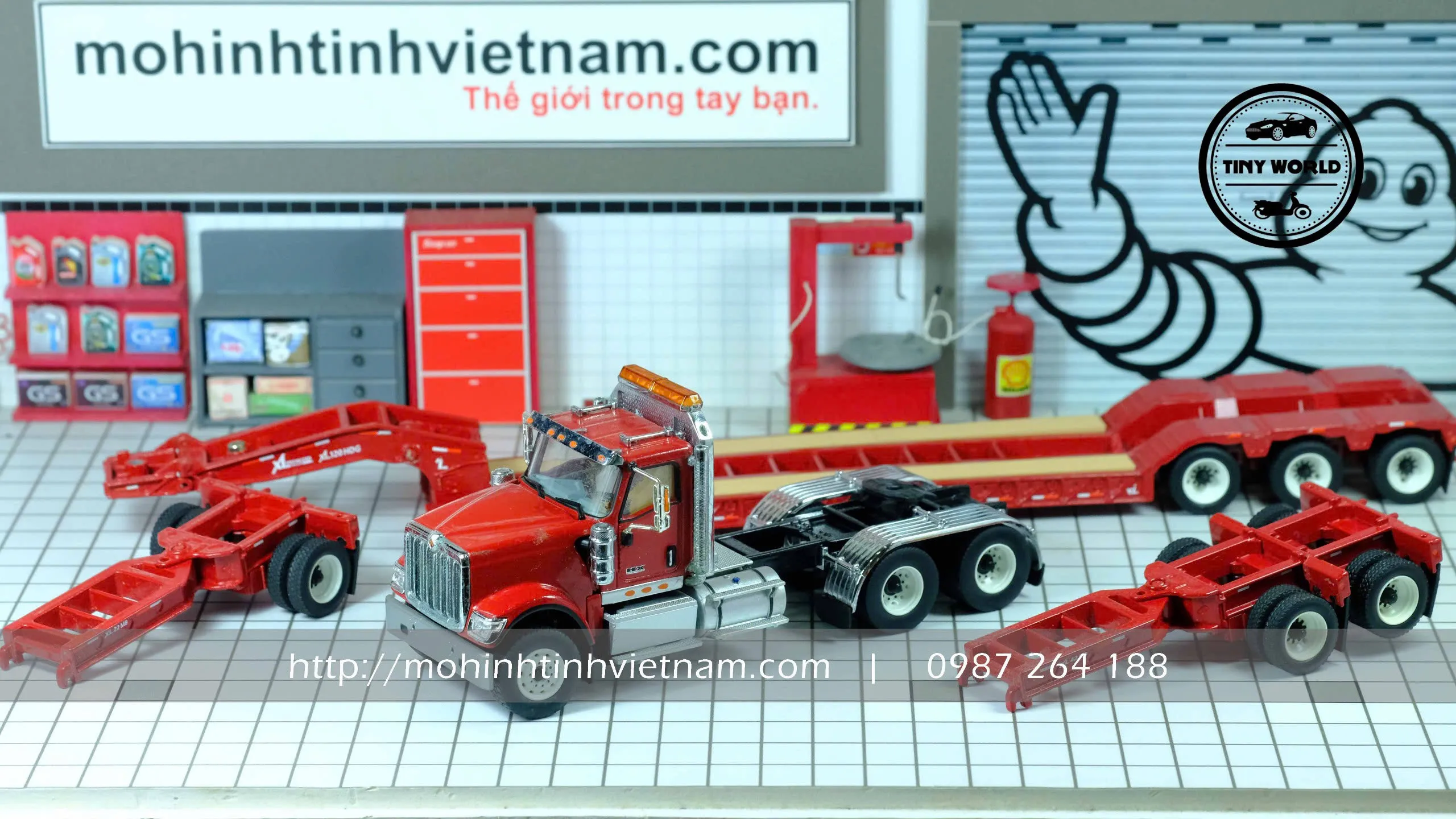 MÔ HÌNH Ô TÔ INTERNATIONAL HX520 + TRAILER (ĐỎ) 1:50 DIECAST MASTERS