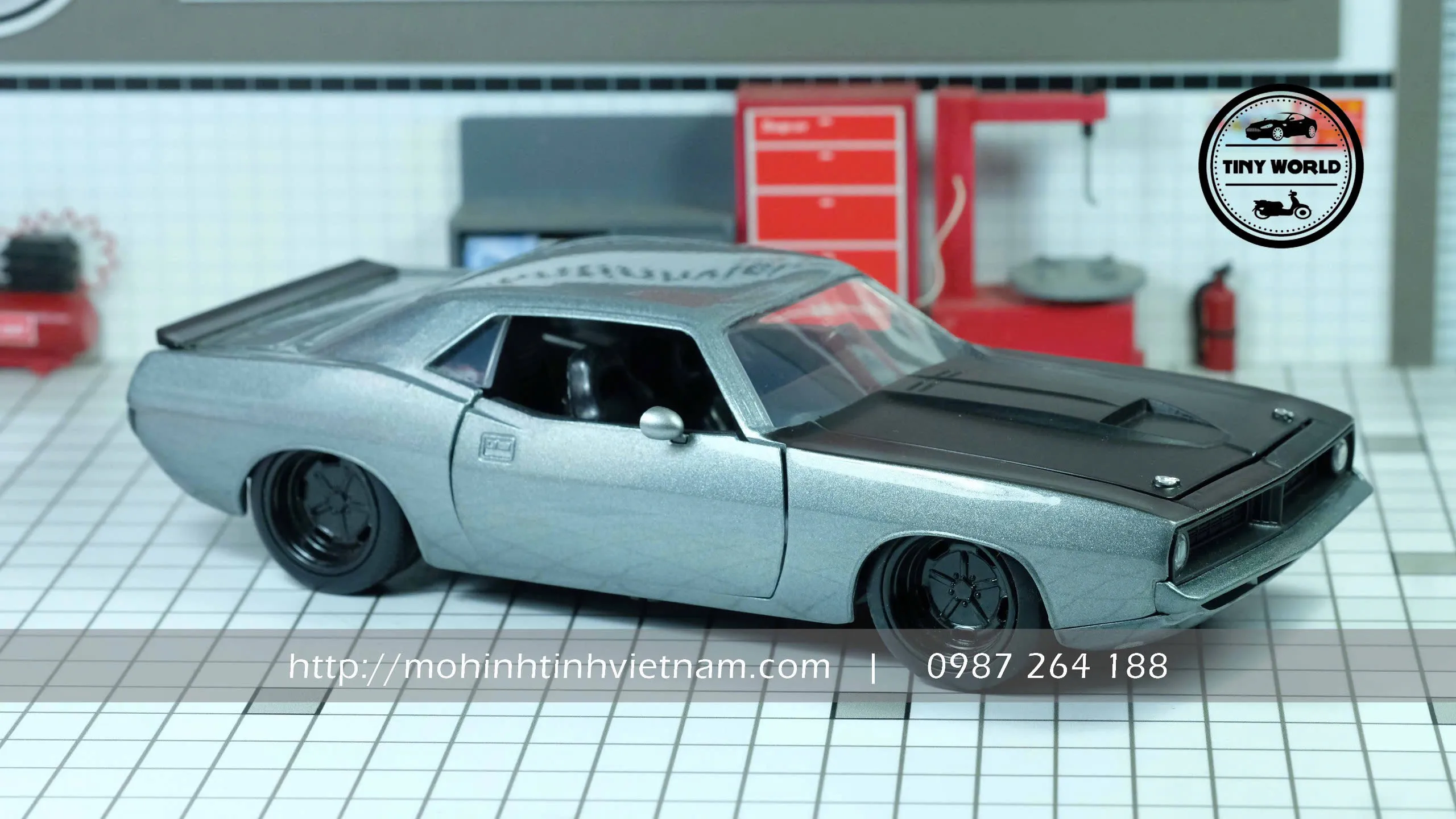 MÔ HÌNH Ô TÔ PLYMOUTH BARRACUDA 1973 (XÁM) 1:24 JADA
