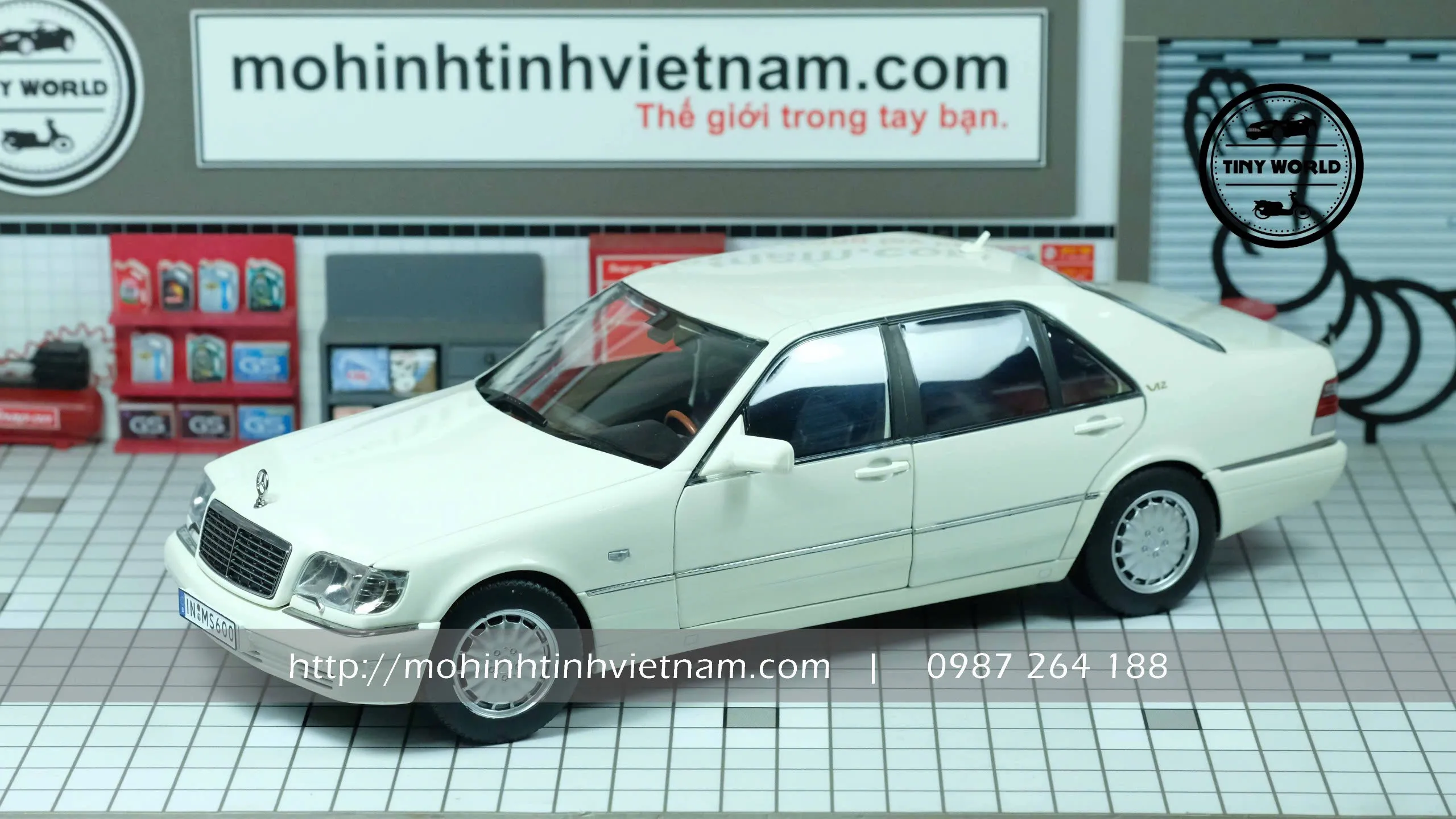 MÔ HÌNH Ô TÔ MERCEDES-BENZ S600 W140 (TRẮNG) 1:18 MISSION MODEL