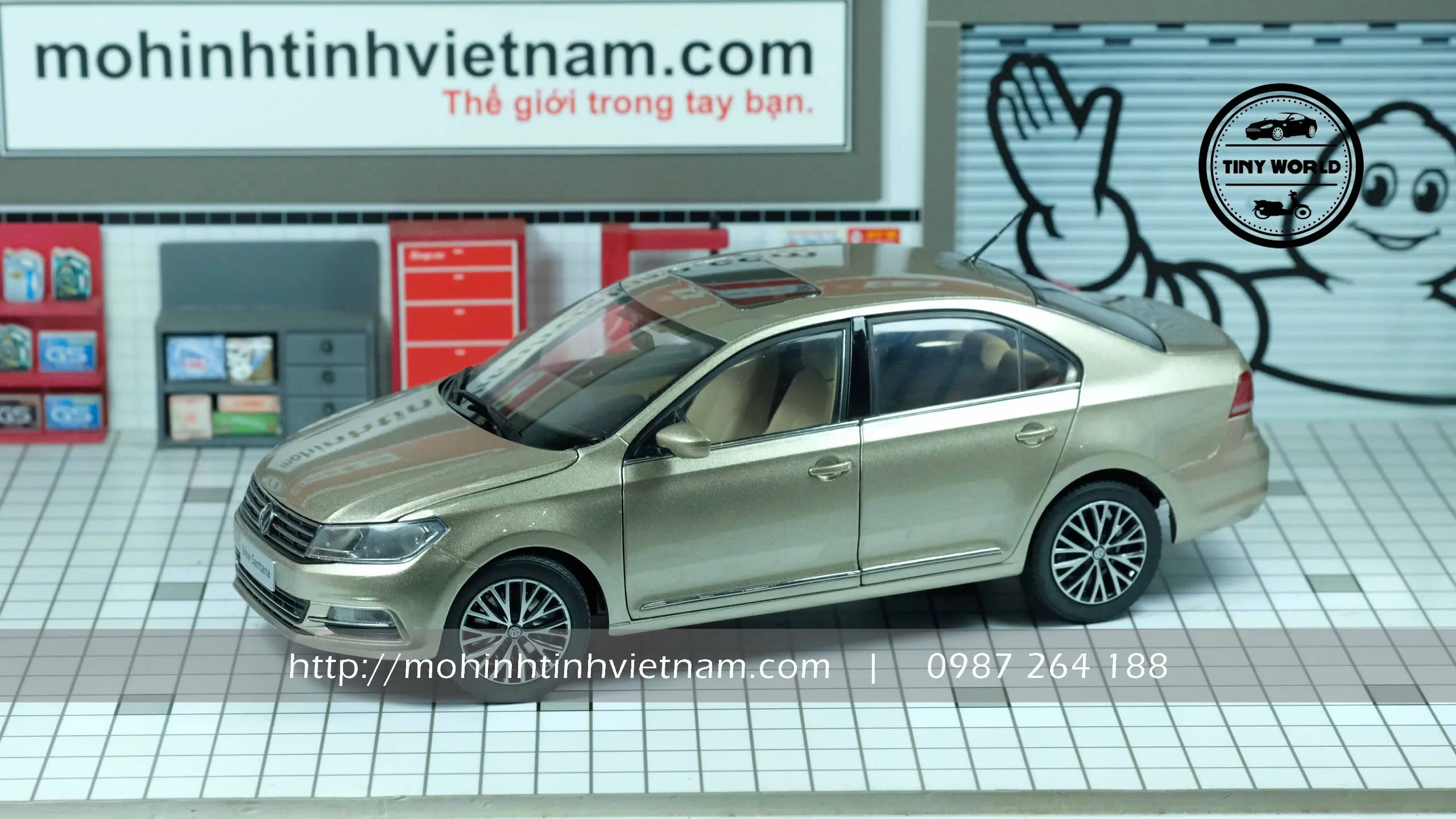 MÔ HÌNH Ô TÔ VOLKSWAGEN NEW SANTANA 2017 (GOLD) 1:18 DEALER