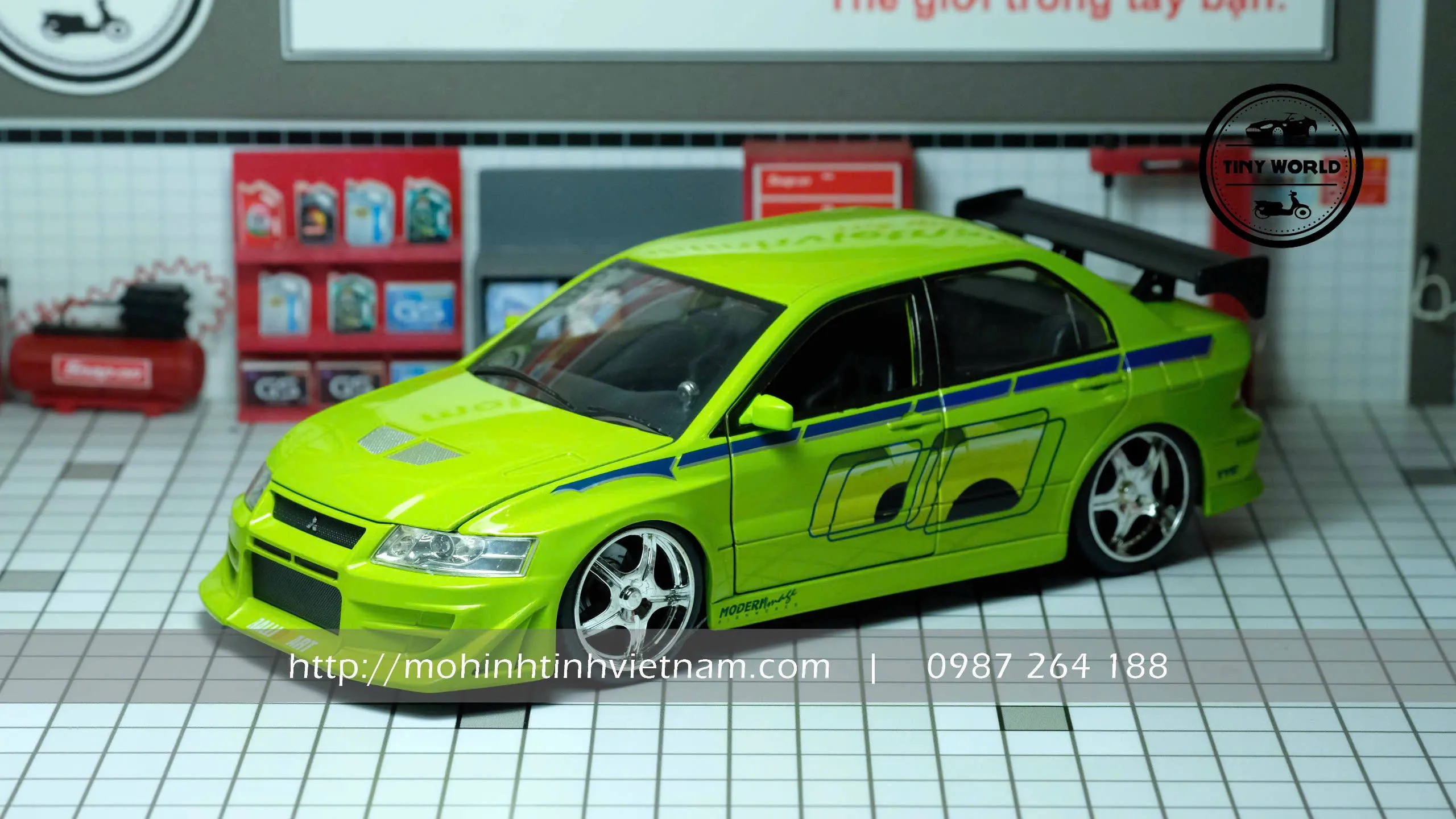 MÔ HÌNH Ô TÔ BRIAN'S MITSUBISHI LANCER EVOLUTION VII (XANH) 1:24 JADA