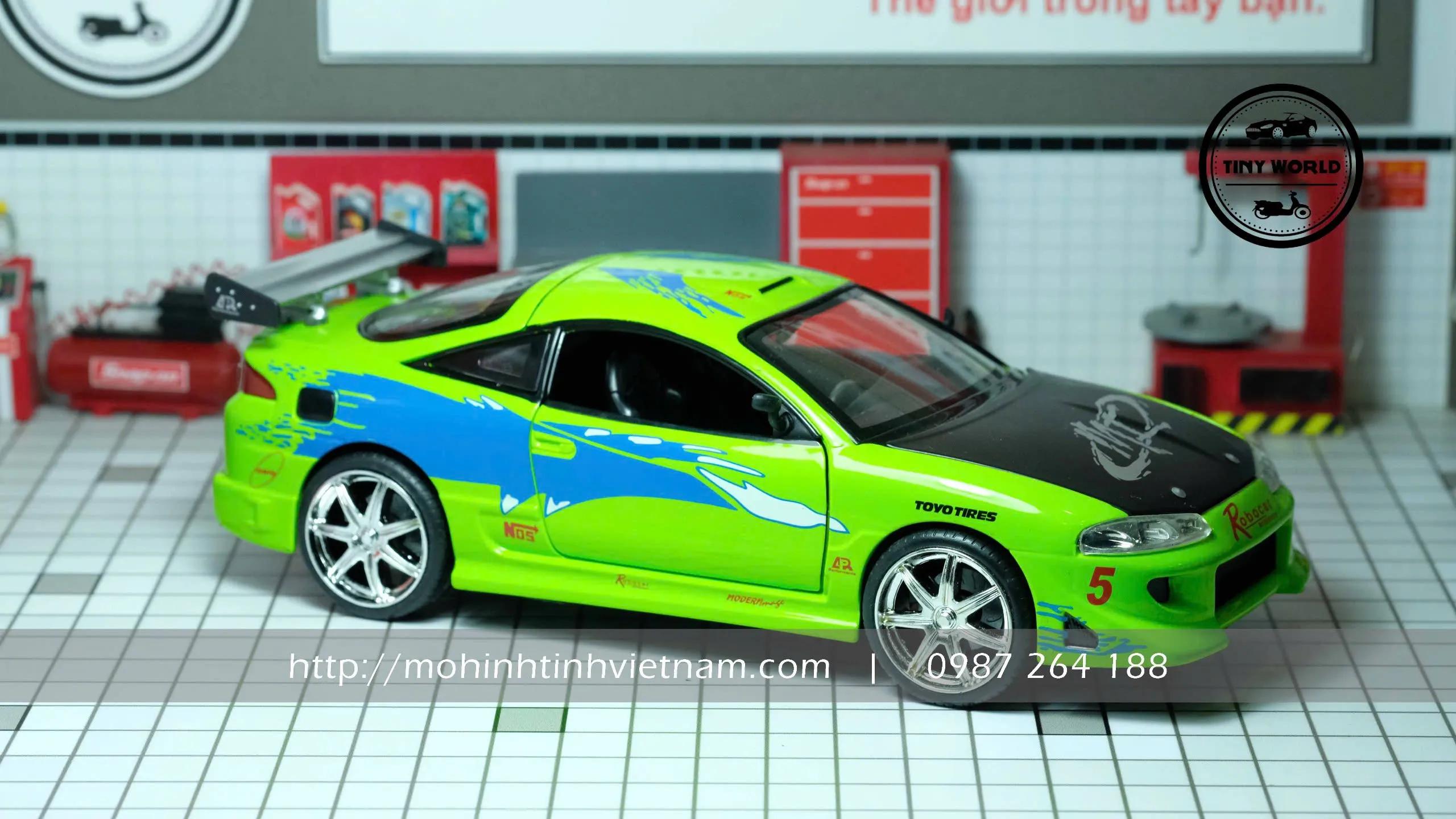 MÔ HÌNH Ô TÔ BRIAN'S MITSUBISHI ECLIPSE (XANH) 1:24 JADA