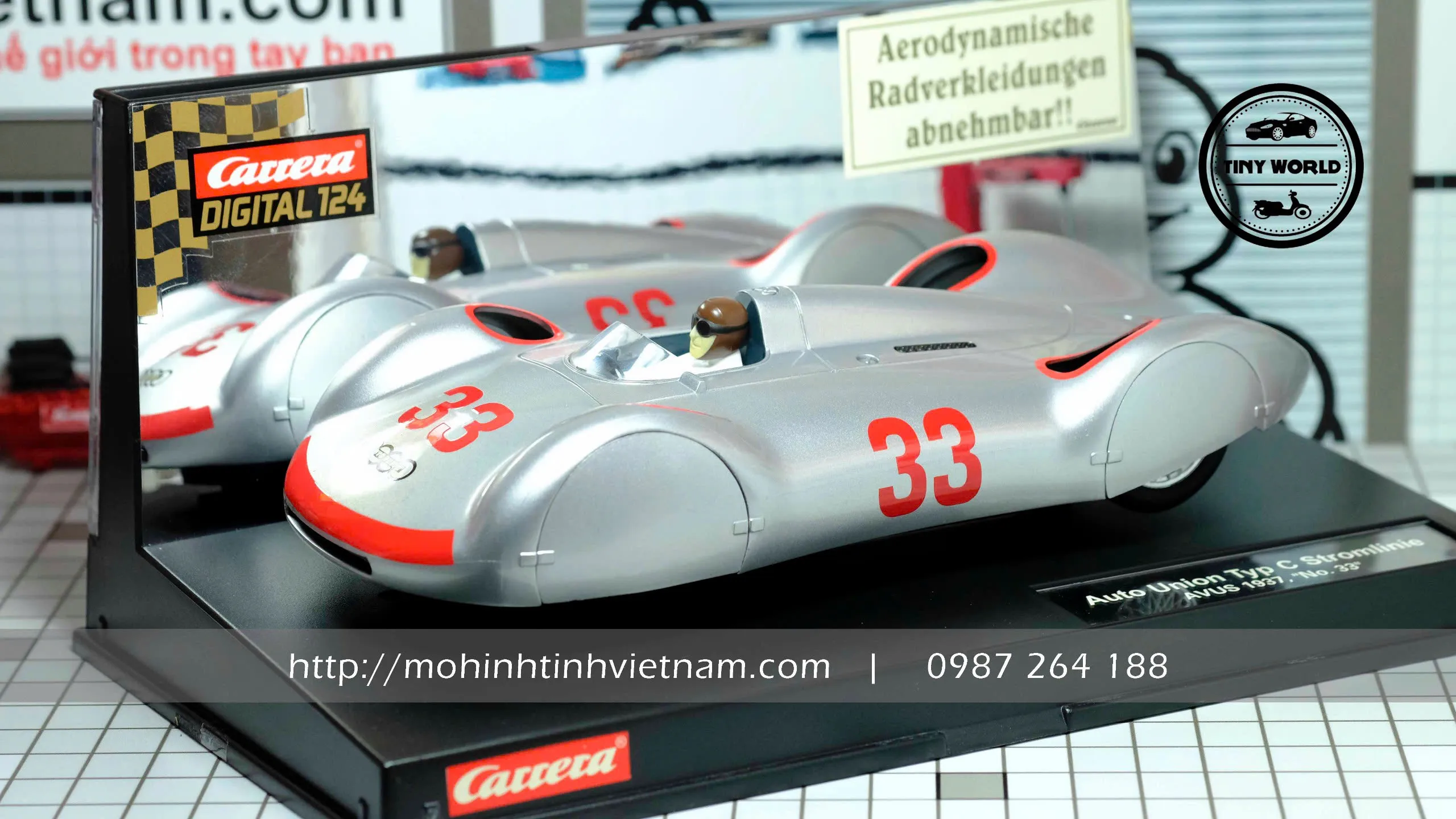 MÔ HÌNH Ô TÔ AUTO UNION TYP C STROMLINE #31 AVUS 1937 (BẠC) 1:24 CARRERA EXCLUSIV
