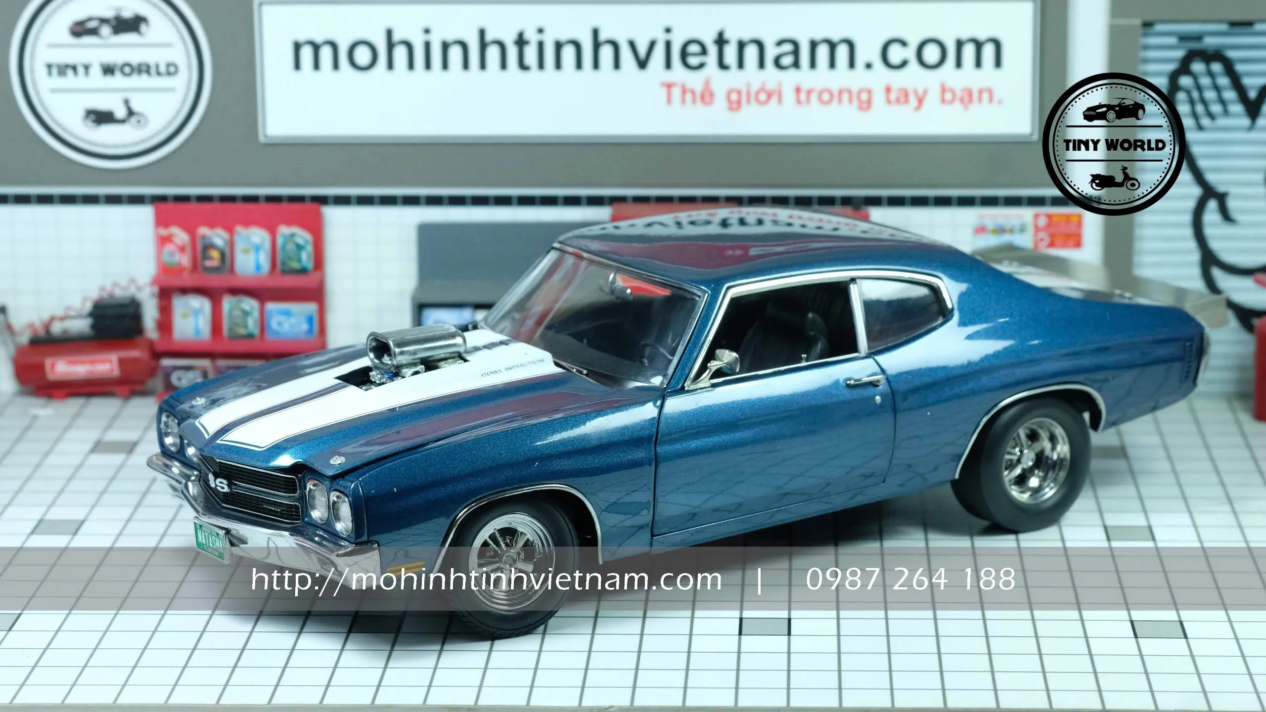 MÔ HÌNH Ô TÔ 1970 DRAG CHEVELLE (XANH) 1:18 ACME