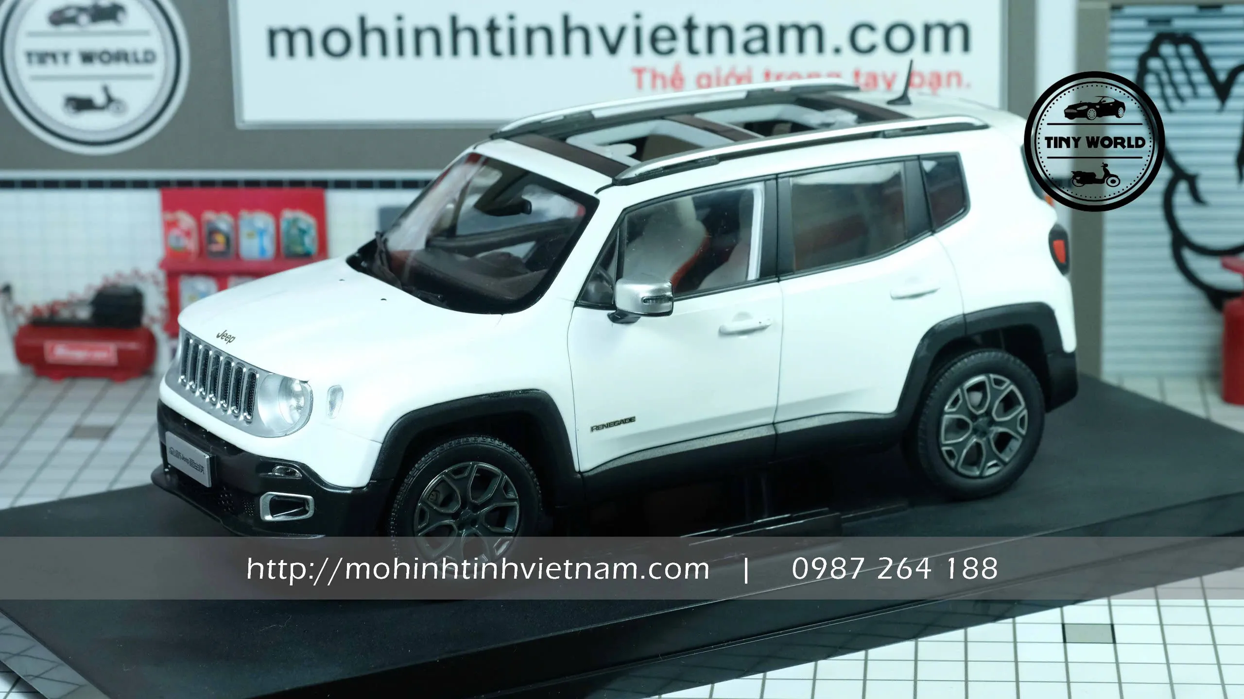 MÔ HÌNH Ô TÔ JEEP RENEGADE 2016 (TRẮNG) 1:18 DEALER