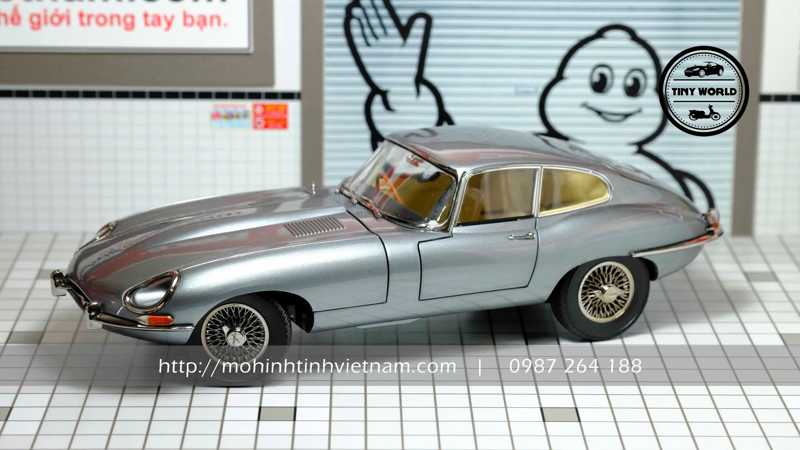 MÔ HÌNH Ô TÔ JAGUAR E-TYPE COUPE (XÁM) 1:18 KYOSHO