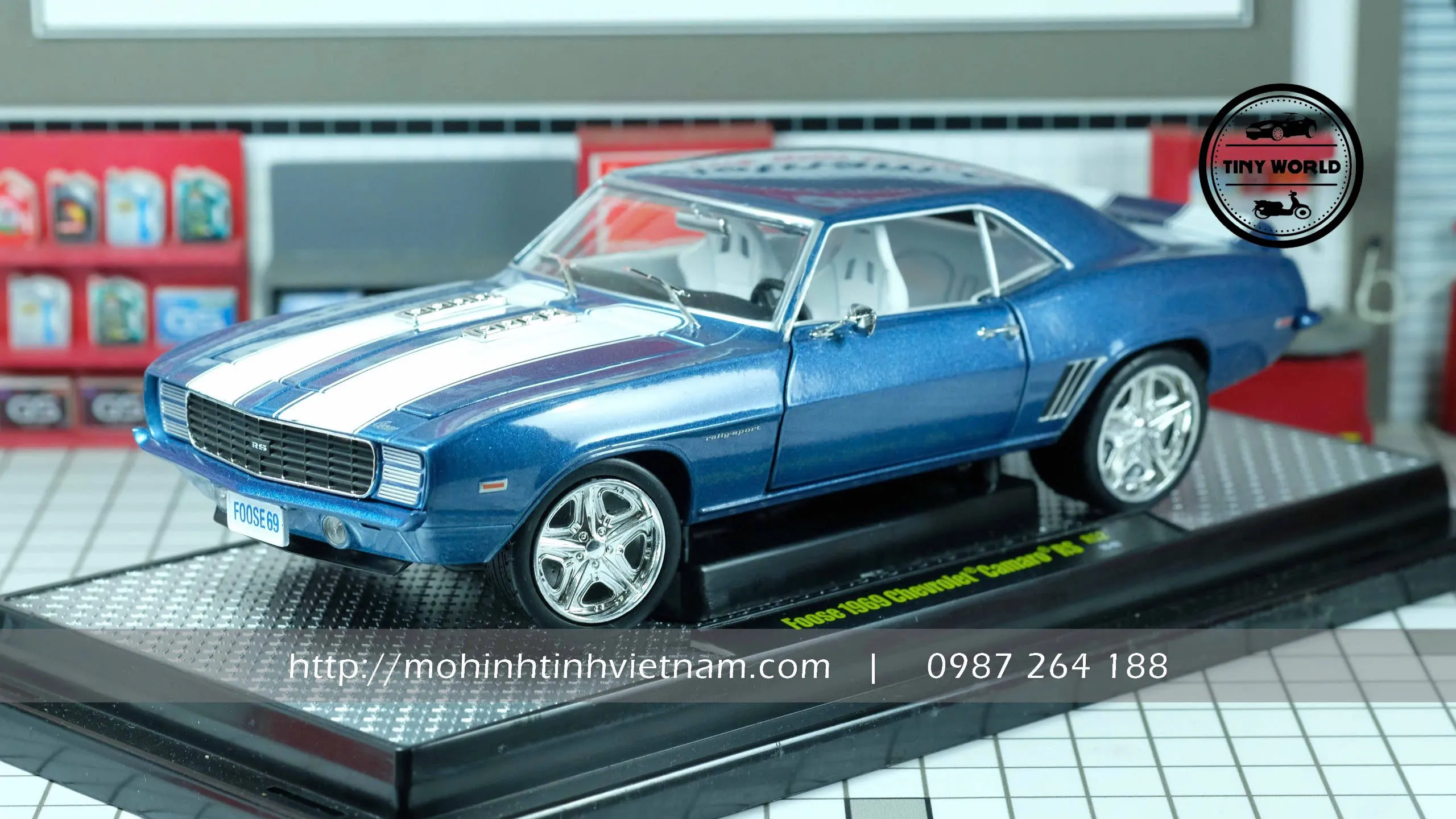 MÔ HÌNH Ô TÔ CHEVROLET CAMARO RS 1969 FOOSE (XANH) 1:24 M2 MACHINES