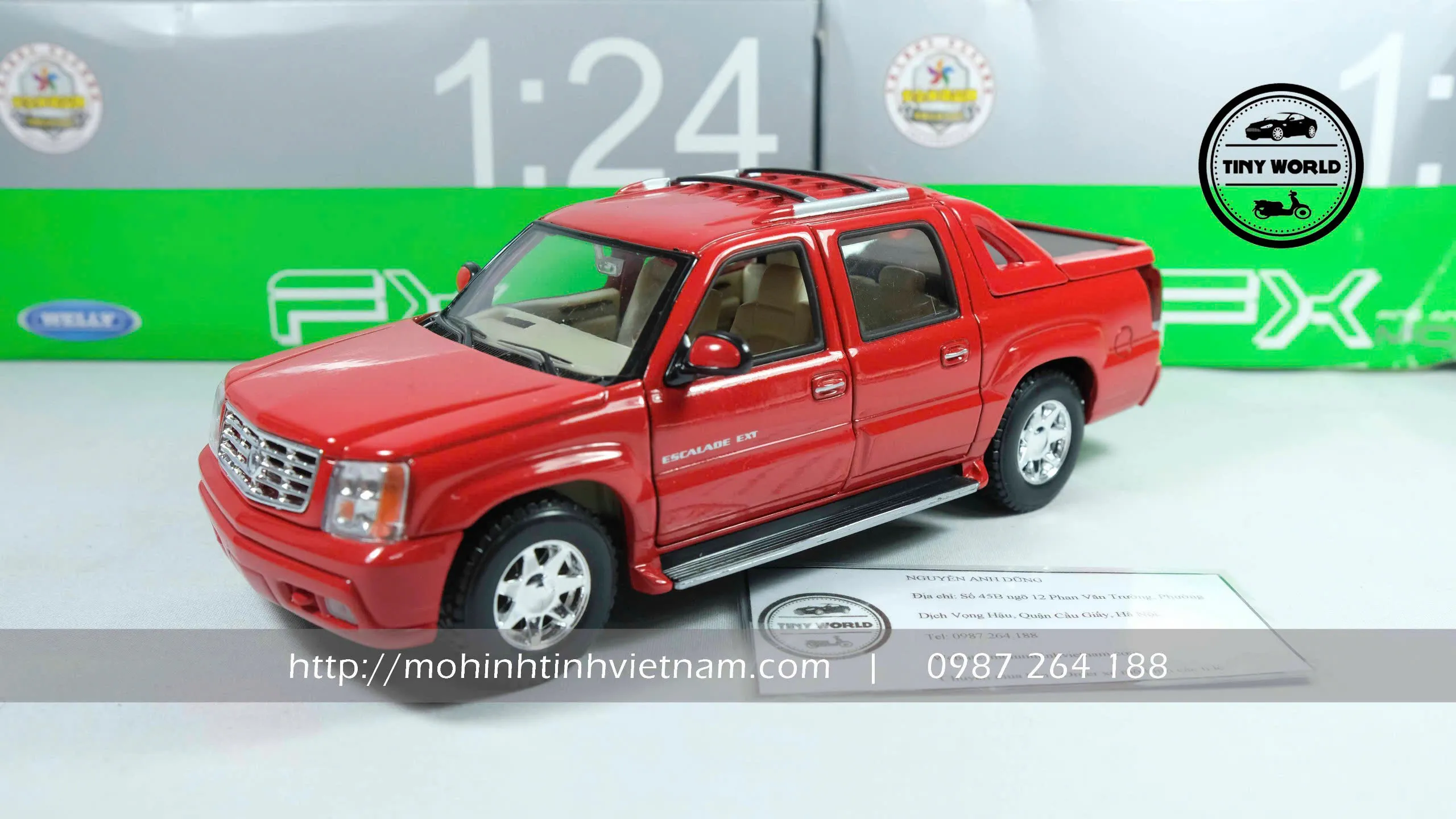 MÔ HÌNH Ô TÔ CADILLAC ESCALADE EXT (ĐỎ) 1:24 WELLY