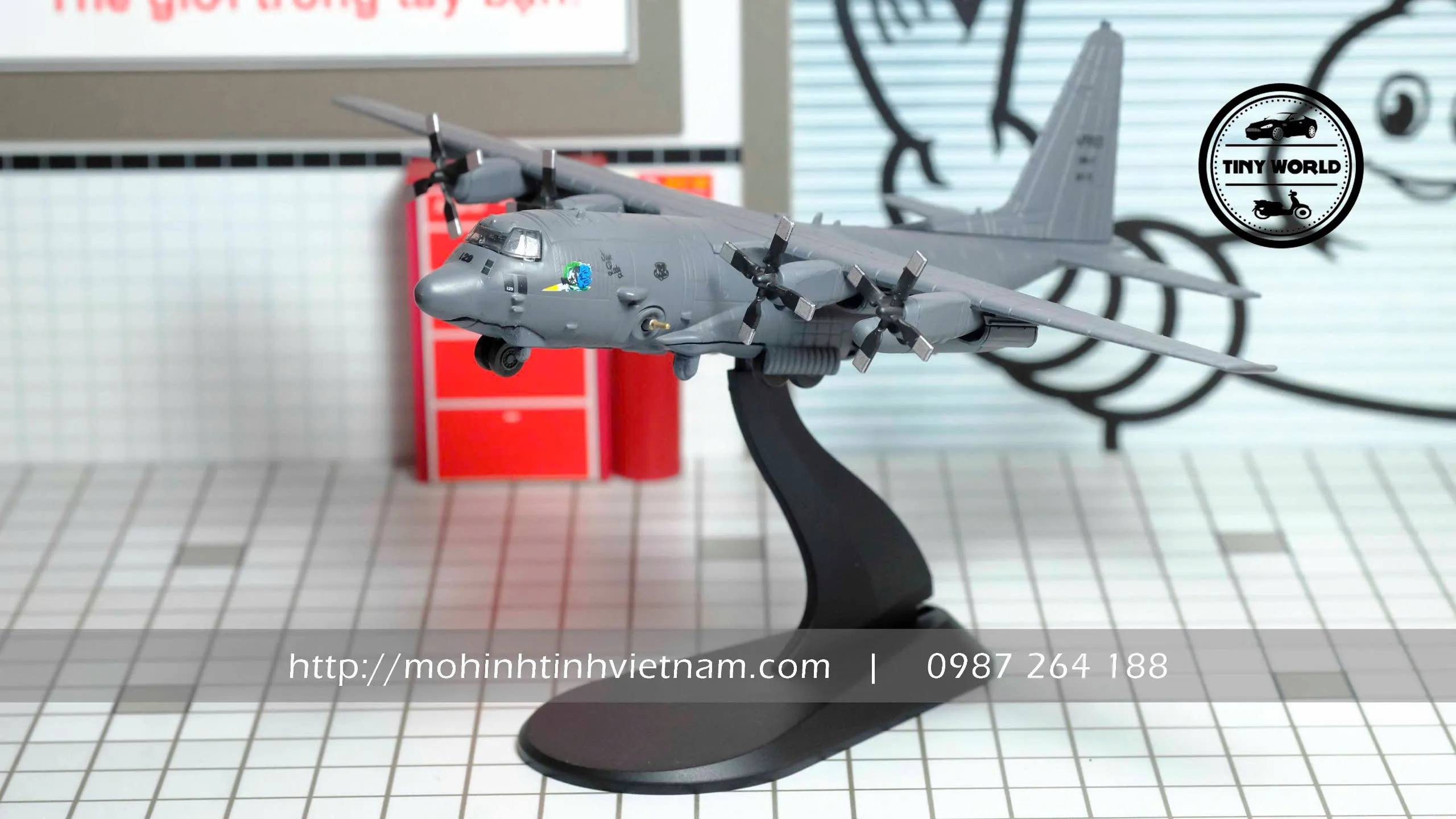 MÔ HÌNH MÁY BAY MÁY BAY CHIẾN ĐẤU AC-130 (NÂU) 1:200 WLTK