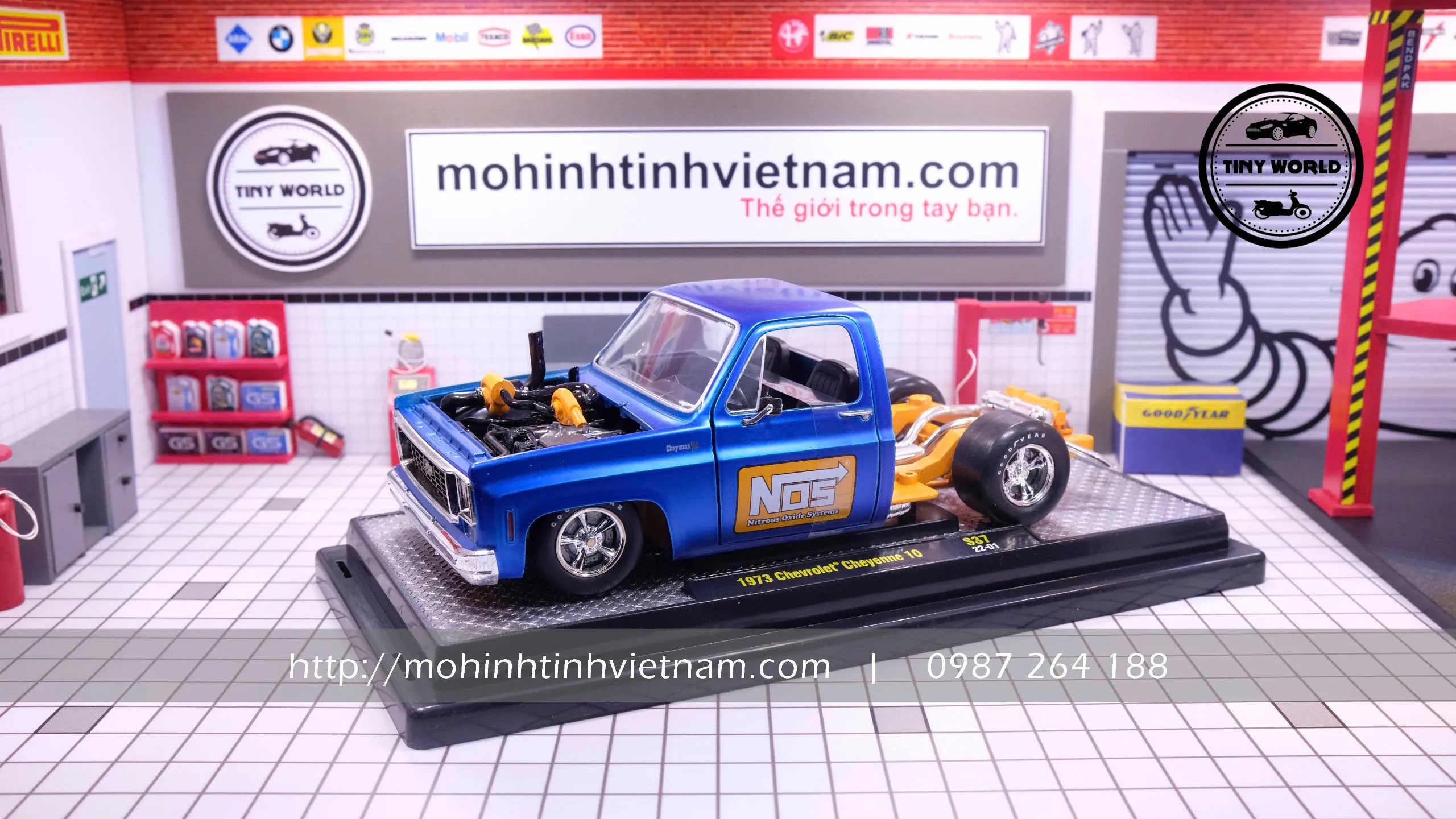 MÔ HÌNH Ô TÔ CHEVROLET CHEYENNE 10 1973 (XANH) 1:24 M2