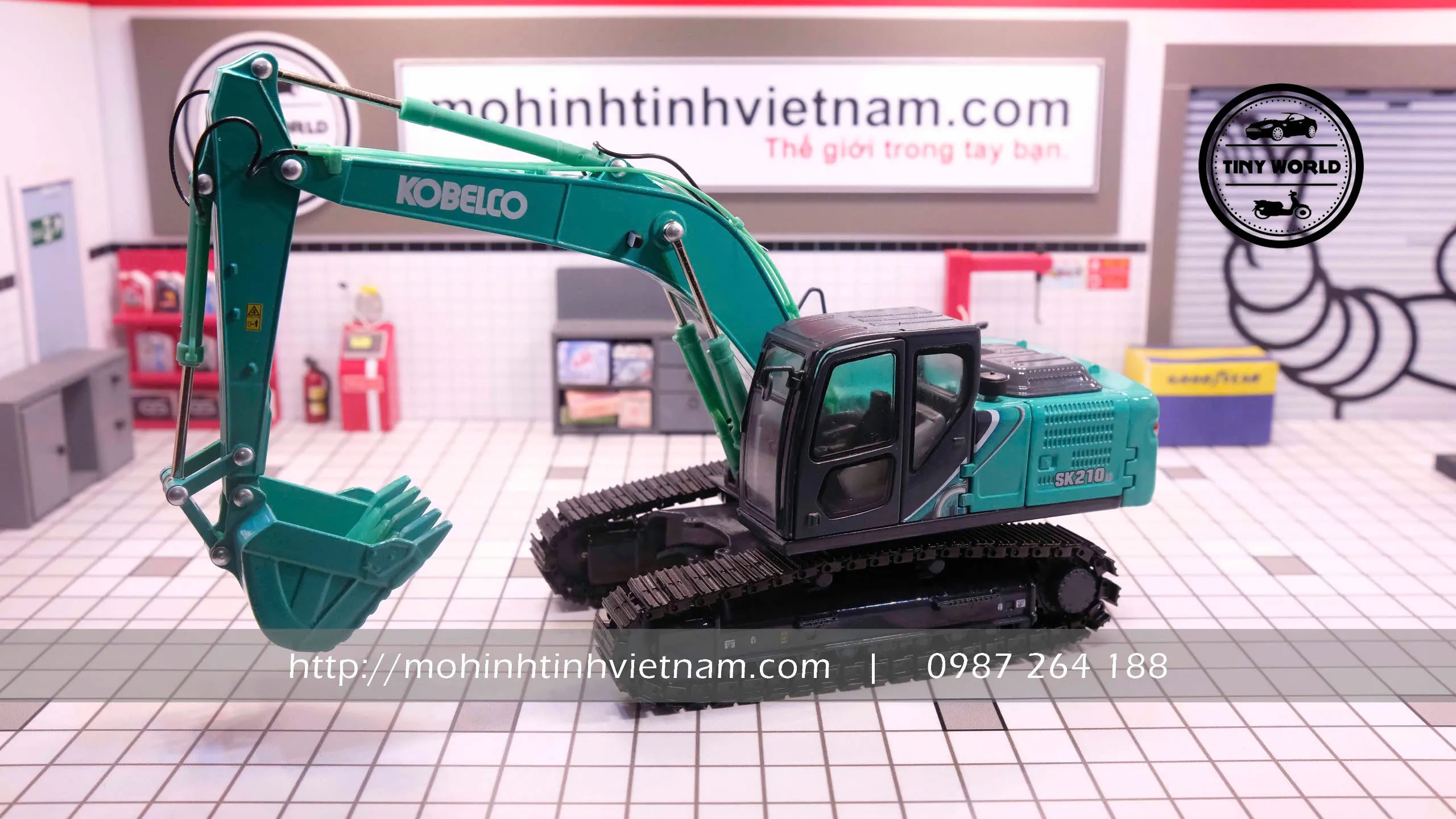 MÔ HÌNH MÁY XÚC KOBELCO SK210LC-10 (XANH) 1:40 DEALER