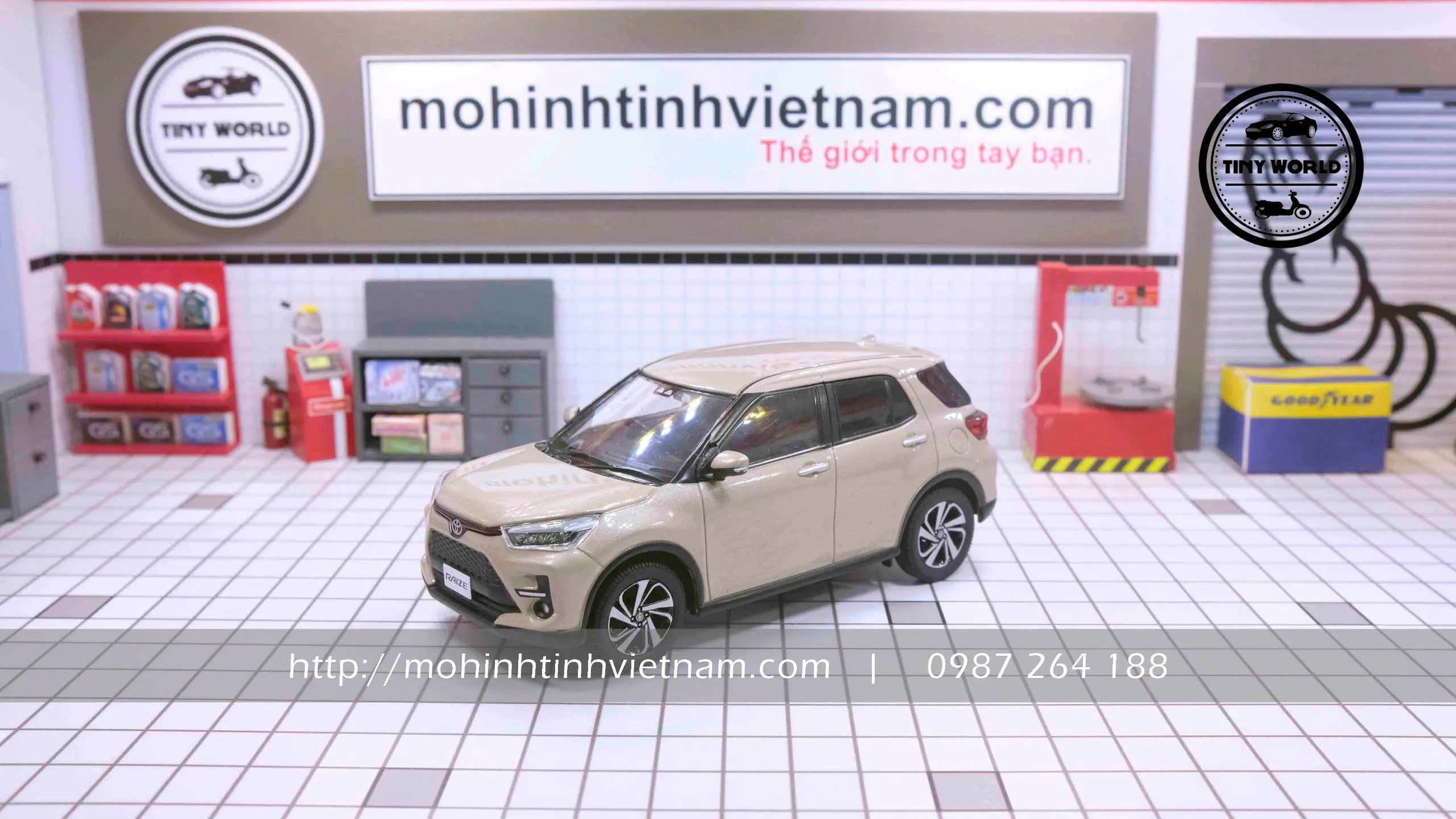 MÔ HÌNH Ô TÔ TOYOTA RAIZE (TRẮNG SỮA) 1:30 DEALER