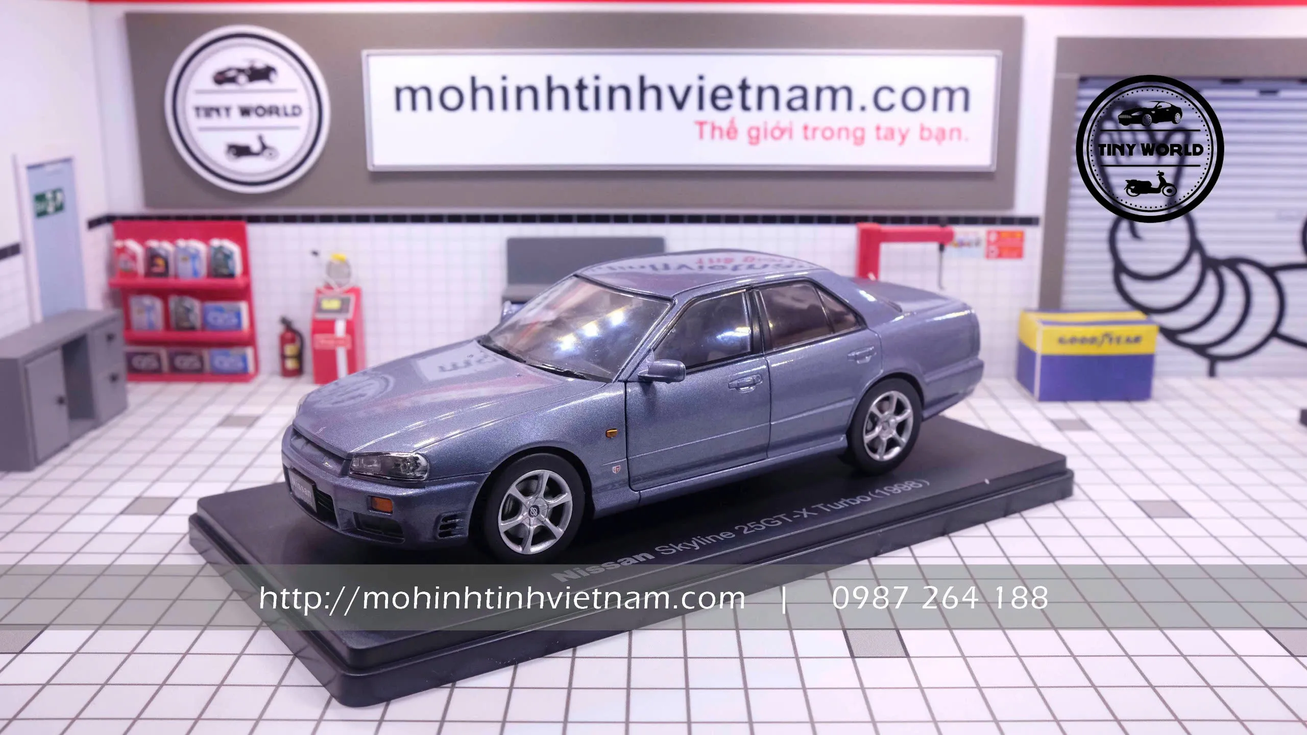MÔ HÌNH Ô TÔ NISSAN SKYLINE 25GT-X TURBO 1998 (XANH) 1:24 DIECAST MINIATURE